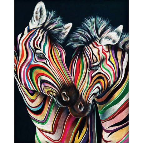  Цветные зебры Алмазная вышивка мозаика АЖ-1556