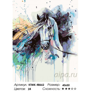 Количество цветов и сложность Красочная лошадь Раскраска картина по номерам на холсте KTMK-48662
