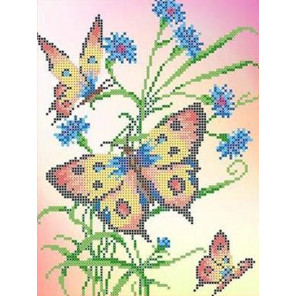Бабочки и васильки Набор для вышивки бисером Каролинка