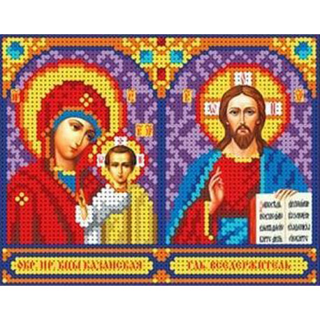 Господь Вседержитель и Богородица Казанская Набор для вышивки бисером Каролинка