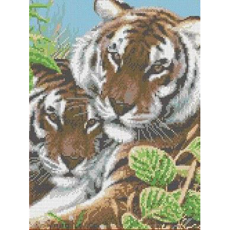 Тигры Канва с рисунком для вышивки Каролинка