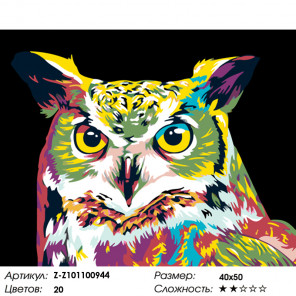 Количество цветов и сложность Красочная сова Раскраска картина по номерам на холсте Z-Z101100944