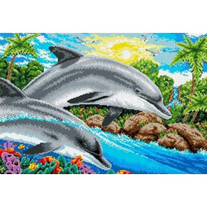 Дельфины Канва с рисунком для вышивки бисером