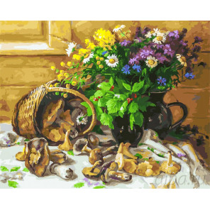  Букет и грибы Раскраска картина по номерам на холсте 226-AB