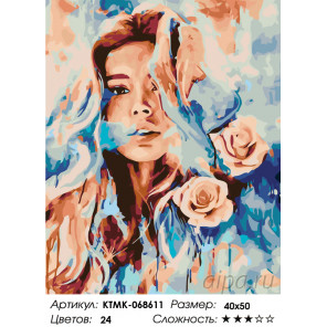  Девушка с розами Раскраска картина по номерам на холсте KTMK-068611