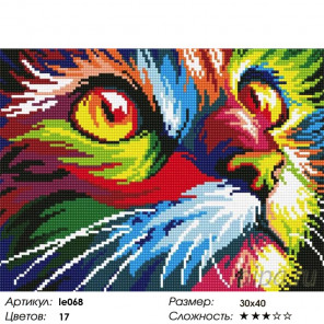 Радужный кот Алмазная мозаика на подрамнике