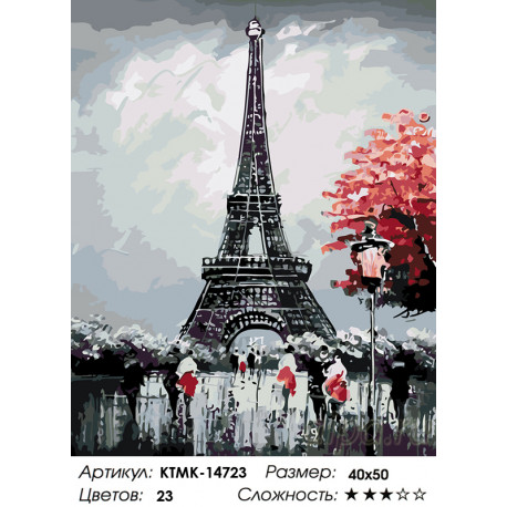 Количество цветов и сложность Черно-белый париж Раскраска картина по номерам на холсте  KTMK-14723