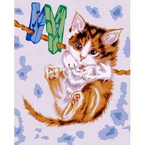 Озорной котенок Раскраска по номерам акриловыми красками на холсте Iteso Картина по номерам