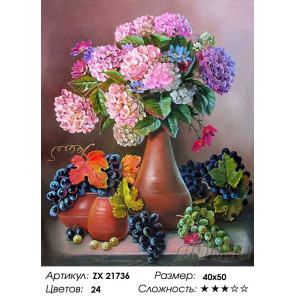  Гортензия и виноград Раскраска картина по номерам на холсте ZX 21736