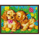 Щенки на поляне Раскраска по номерам на холсте Color Kit
