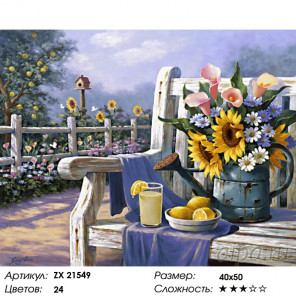 Количество цветов и сложность Садовый натюрморт Раскраска картина по номерам на холсте ZX 21549