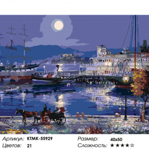 Количество цветов и сложность Лунная ночь Раскраска картина по номерам на холсте KTMK-55929