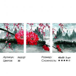 Количество цветов и сложность Цветущая ветка Триплекс Раскраска картина по номерам на холсте PX5127