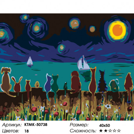 Количество цветов и сложность Волшебное небо Раскраска по номерам на холсте Живопись по номерам KTMK-50738