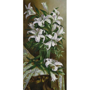 Белые лилии Канва с рисунком для вышивки бисером