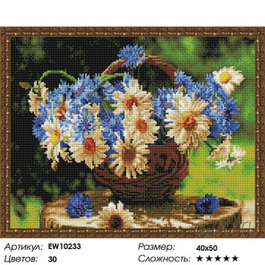 Количество цветов и сложность Ромашки и васильки Алмазная вышивка мозаика на подрамнике EW10233