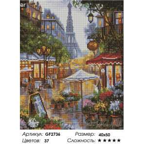  Цветочная улица в Париже Алмазная вышивка мозаика на подрамнике GF2736