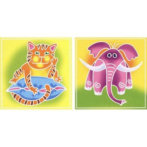 Котенок и розовый слон Раскраска (техника батик) по номерам Батик-Арт