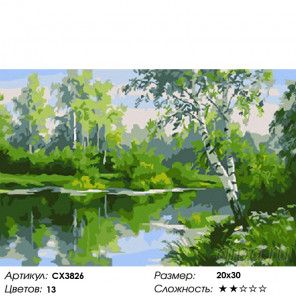 Количество цветов и сложность Широкая река в лесу Раскраска картина по номерам на холсте CX3826