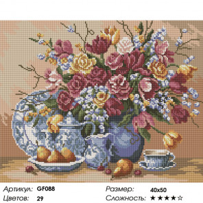 Количество цветов и сложность Летние цветочки в вазе Алмазная вышивка мозаика на подрамнике GF088