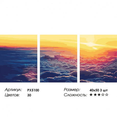  Безграничное небо Триптих Раскраска по номерам на холсте PX5100
