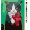 схема Кот с игрушкой Раскраска по номерам на холсте Живопись по номерам A439