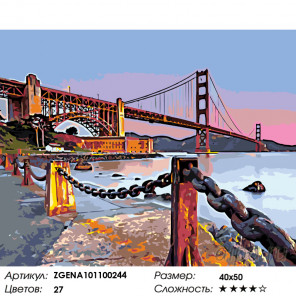  Мост Голден Гейт. Сан-Франциско Раскраска по номерам на холсте Живопись по номерам ZGENA101100244