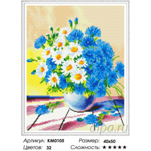 Количество цветов и сложность Полевой букет Алмазная мозаика вышивка на подрамнике Molly KM0105