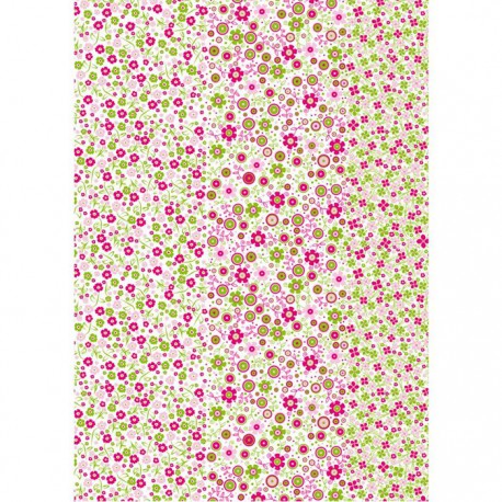 Мелкие зелено-розовые цветочки 571 Бумага для декопатча Decopatch