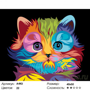  Радужный котенок Раскраска по номерам на холсте Живопись по номерам A443