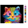 схема Радужный котенок Раскраска по номерам на холсте Живопись по номерам