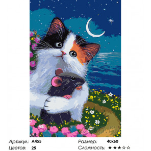  Дружелюбный котенок Раскраска по номерам на холсте Живопись по номерам A455