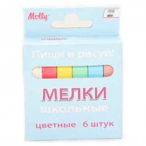 Мел школьный цветной 6 шт