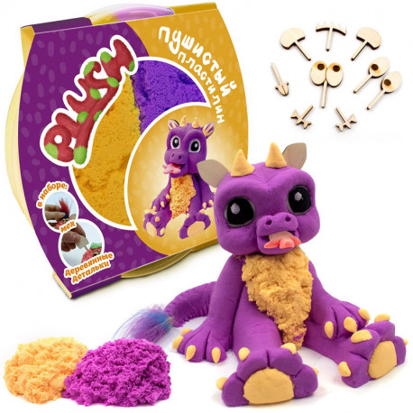  Пластилин пушистый Plush фиолетовый и оранжевый Набор для лепки PL02201804