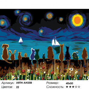 Количество цветов и сложность Любуясь звездным небом Раскраска картина по номерам на холсте ARTH-AH358