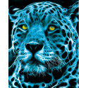 Голубой неоновый леопард Алмазная мозаика на подрамнике