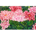 Розовые хризантемы Набор для вышивки лентами Каролинка