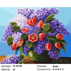  Сирень и тюльпаны Раскраска картина по номерам на холсте ZX 22140