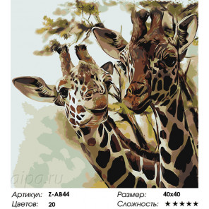 Сложность и количество цветов Два жирафа Раскраска по номерам на холсте Живопись по номерам Z-AB44