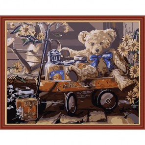 Медвежонок Тедди Раскраска по номерам акриловыми красками на холсте Menglei