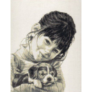 Девочка со щенком Набор для вышивания Палитра