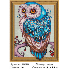 Количество цветов и сложность Мудрая сова Алмазная мозаика вышивка на подрамнике 3D  KM0168