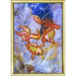 Золотые рыбки Картина из страз по номерам с рамкой Набор Чаривна Мить