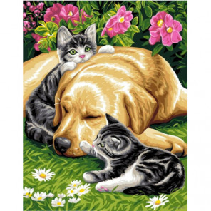 Лабрадор с котятами Алмазная вышивка мозаика Алмазное Хобби