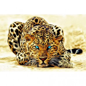 Леопард с голубыми глазами Алмазная вышивка мозаика Алмазное Хобби
