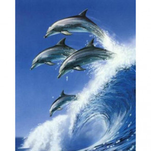 Дельфины на волне Алмазная вышивка мозаика Алмазное Хобби