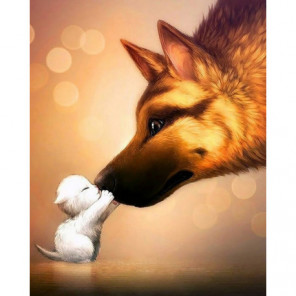 Любовь котенка и собаки Алмазная вышивка мозаика Алмазное Хобби