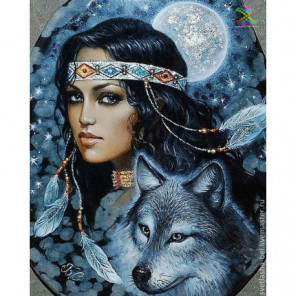 Девушка и волк, Светлана Беловодова Алмазная вышивка мозаика Алмазное Хобби
