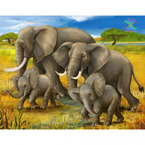 Семья слонов Алмазная вышивка мозаика Алмазное Хобби