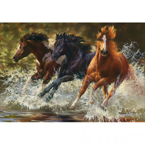 Лошади бегущие по воде Бонни Маррис Алмазная вышивка мозаика Алмазное Хобби